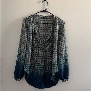 Teal floral print blouse